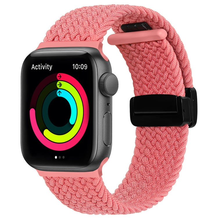 Magnetic Fold Clasp Woven Watch Band For Apple Watch 7 45mm(Pink) - Watch Bands by PMC TechLife | Online Shopping South Africa | PMC TechLife