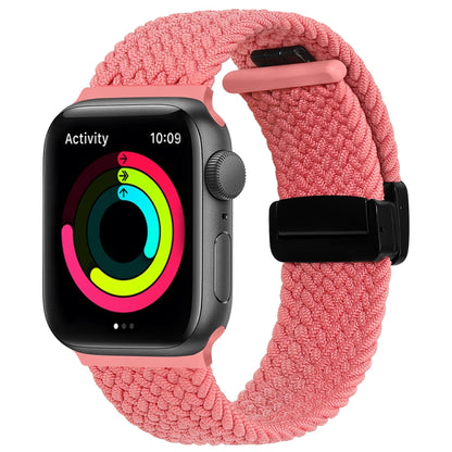 Magnetic Fold Clasp Woven Watch Band For Apple Watch 7 45mm(Pink) - Watch Bands by PMC Jewellery | Online Shopping South Africa | PMC Jewellery