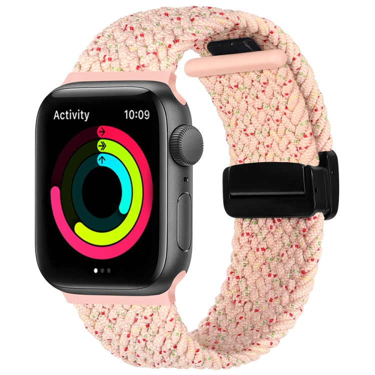 Magnetic Fold Clasp Woven Watch Band For Apple Watch 7 45mm(Starlight Pink) - Watch Bands by PMC Jewellery | Online Shopping South Africa | PMC Jewellery