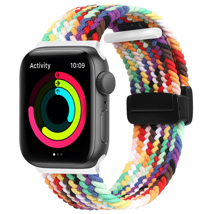 Magnetic Fold Clasp Woven Watch Band For Apple Watch 38mm(Rainbow Color) - Watch Bands by PMC Jewellery | Online Shopping South Africa | PMC Jewellery