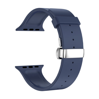 Metal Butterfly Buckle Silicone Watch Band For Apple Watch 5 40mm(Blue) - Watch Bands by PMC Jewellery | Online Shopping South Africa | PMC Jewellery