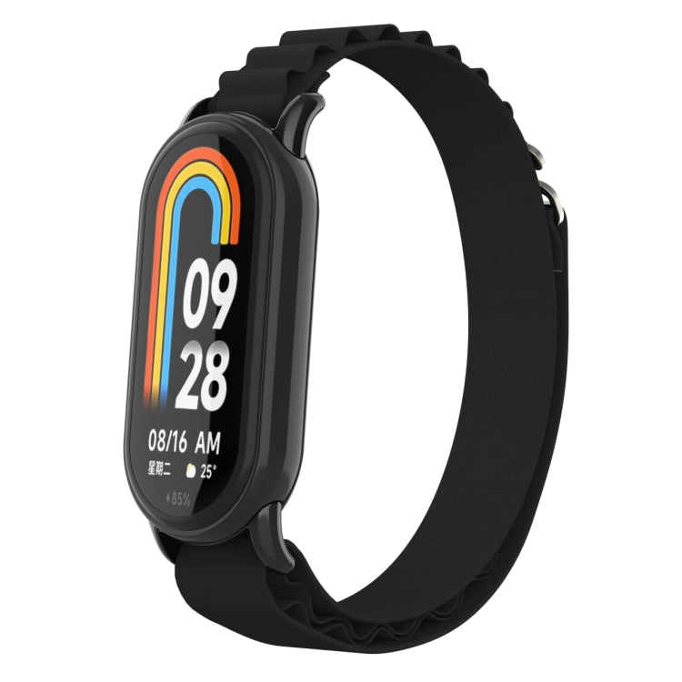 For Xiaomi Mi Band 8 Metal Plug Loop Nylon Watch Band(Black+Black) - Watch Bands by PMC TechLife | Online Shopping South Africa | PMC TechLife