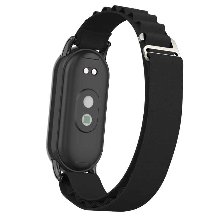 For Xiaomi Mi Band 8 Metal Plug Loop Nylon Watch Band(Black+Black) - Watch Bands by PMC TechLife | Online Shopping South Africa | PMC TechLife