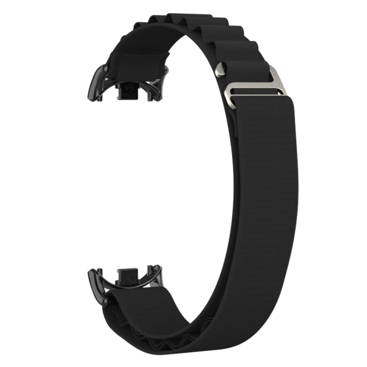 For Xiaomi Mi Band 8 Metal Plug Loop Nylon Watch Band(Black+Black) - Watch Bands by PMC TechLife | Online Shopping South Africa | PMC TechLife