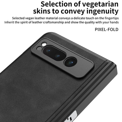 For Google Pixel Fold GKK Integrated Frosted Fold Hinge Leather Phone Case with Holder(Black) - Google Cases by GKK | Online Shopping South Africa | PMC Jewellery