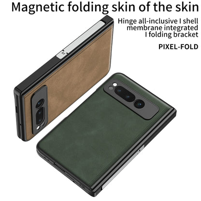 For Google Pixel Fold GKK Integrated Frosted Fold Hinge Leather Phone Case with Holder(Grey) - Google Cases by GKK | Online Shopping South Africa | PMC Jewellery