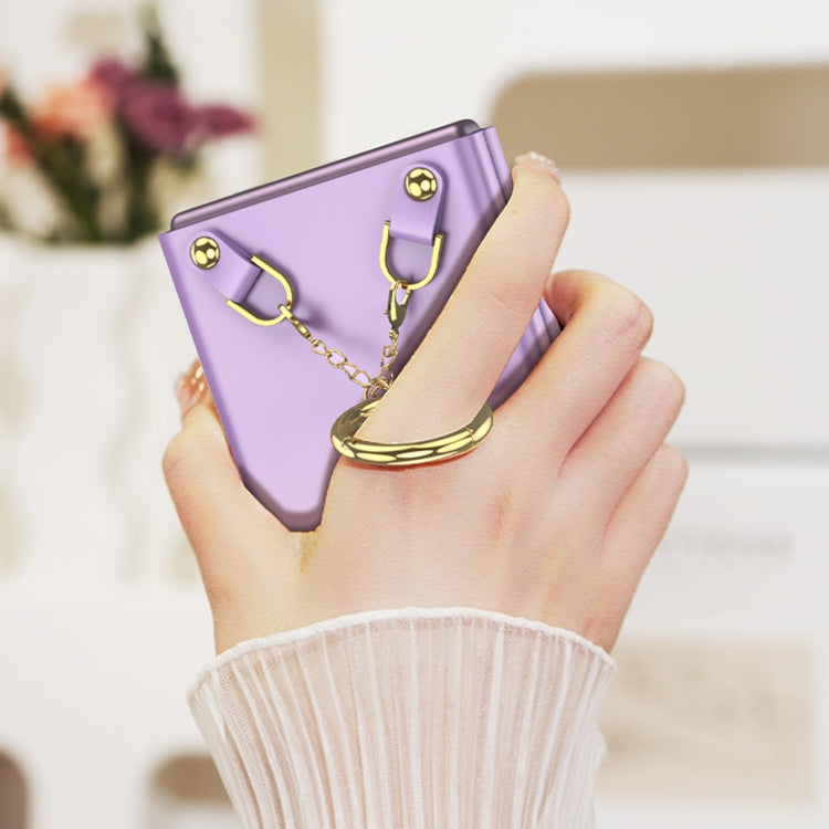 For vivo X Flip GKK Integrated Necklace Hinged Flip Phone Case with Ring Holder(Purple) - vivo Cases by GKK | Online Shopping South Africa | PMC Jewellery