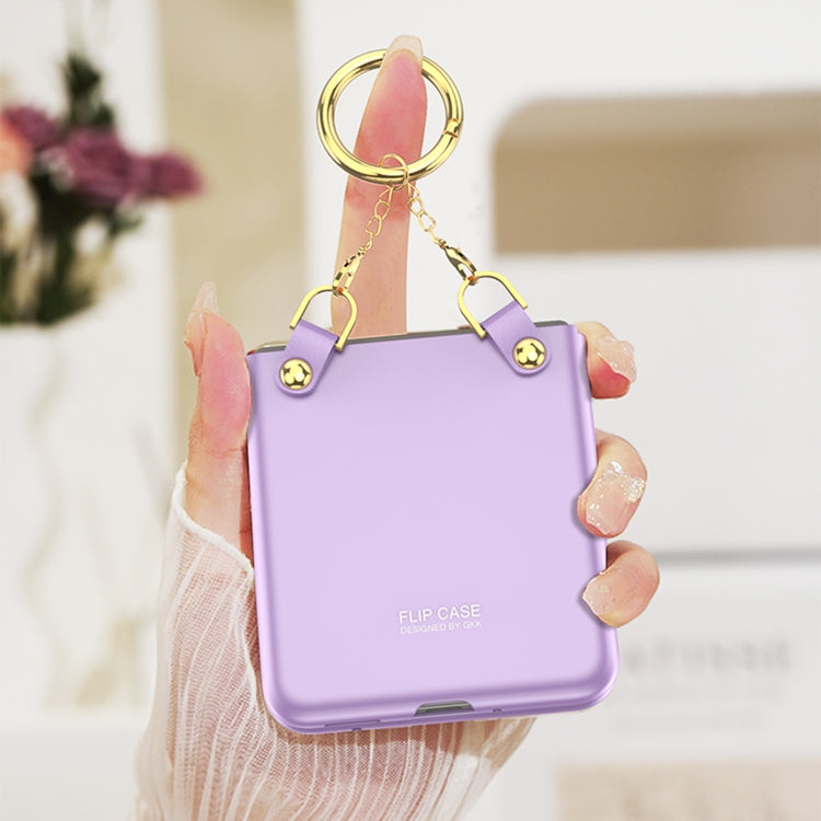 For vivo X Flip GKK Integrated Necklace Hinged Flip Phone Case with Ring Holder(Purple) - vivo Cases by GKK | Online Shopping South Africa | PMC Jewellery
