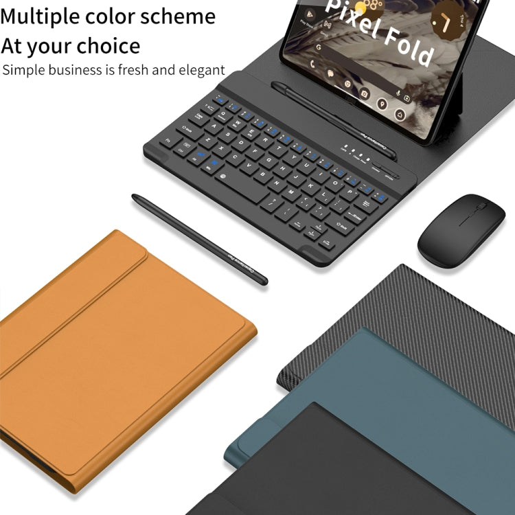 For Google Pixel Fold GKK Gear Adjustment Bluetooth Keyboard Leather Case with Pen + Keyboard + Mouse + Case(Brown) - Google Cases by GKK | Online Shopping South Africa | PMC Jewellery