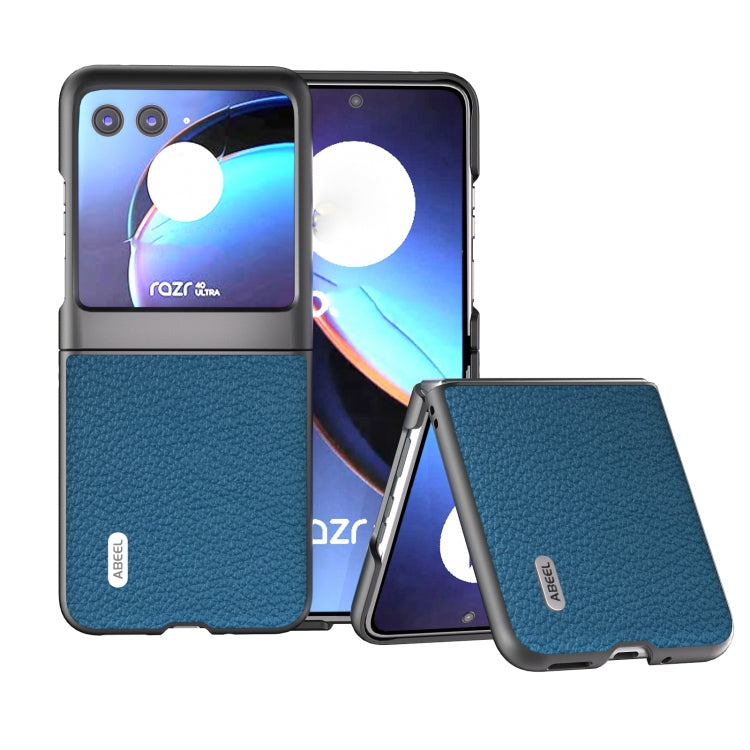 For Motorola Razr 40 Ultra ABEEL Genuine Leather Litchi Texture Phone Case(Blue) - Motorola Cases by PMC Jewellery | Online Shopping South Africa | PMC Jewellery