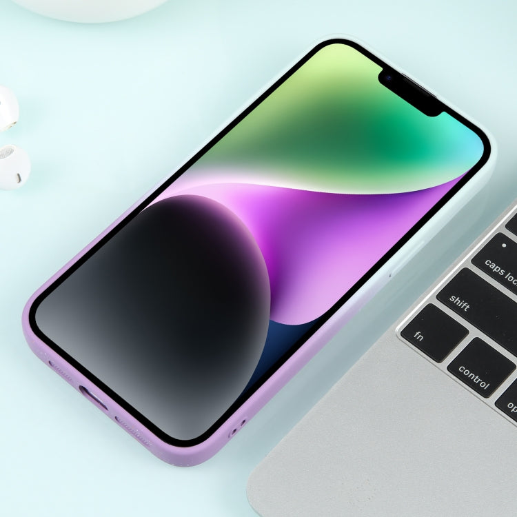 For iPhone 14 Plus Gradient Starry Silicone Phone Case with Lens Film(White Purple) - iPhone 14 Plus Cases by PMC Jewellery | Online Shopping South Africa | PMC Jewellery