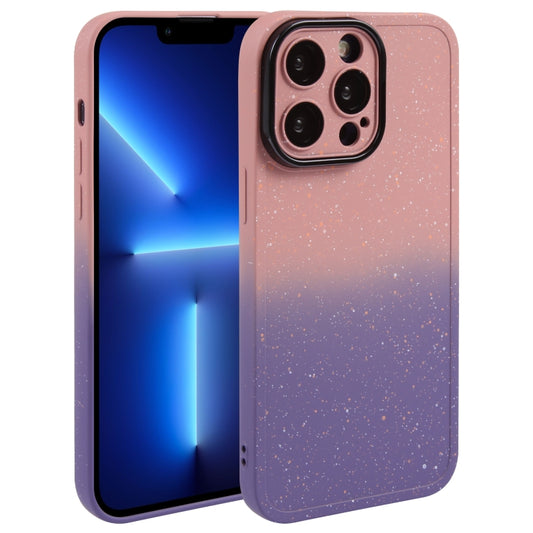 For iPhone 13 Pro Max Gradient Starry Silicone Phone Case with Lens Film(Pink Purple) - iPhone 13 Pro Max Cases by PMC Jewellery | Online Shopping South Africa | PMC Jewellery