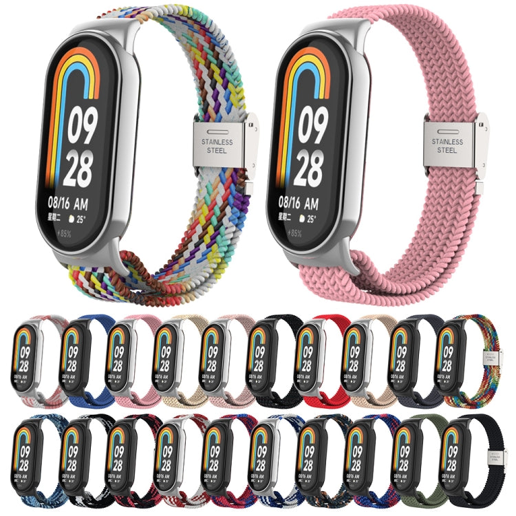 For Xiaomi Mi Band 8 Metal Head + Adjustable Nylon Braided Steel Buckle Watch Band(Starlight Color) - Watch Bands by PMC Jewellery | Online Shopping South Africa | PMC Jewellery