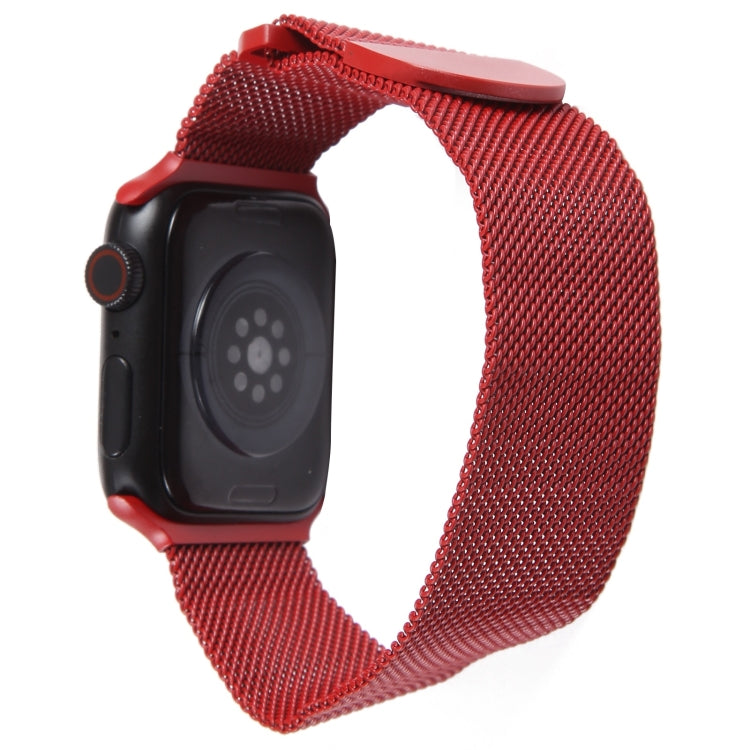 For Apple Watch 7 41mm Milanese Metal Magnetic Watch Band(Red) - Watch Bands by PMC Jewellery | Online Shopping South Africa | PMC Jewellery