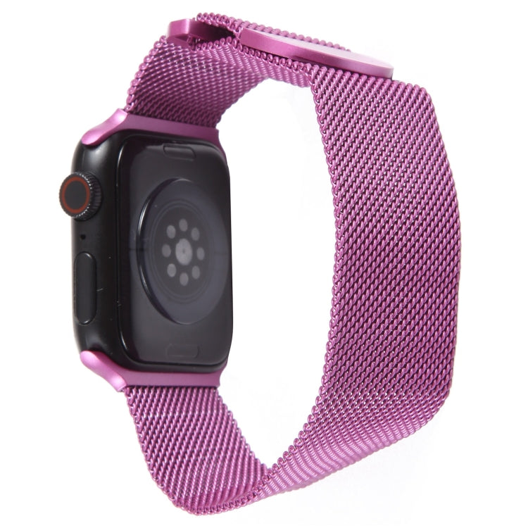 For Apple Watch 7 45mm Milanese Metal Magnetic Watch Band(Purple) - Watch Bands by PMC Jewellery | Online Shopping South Africa | PMC Jewellery