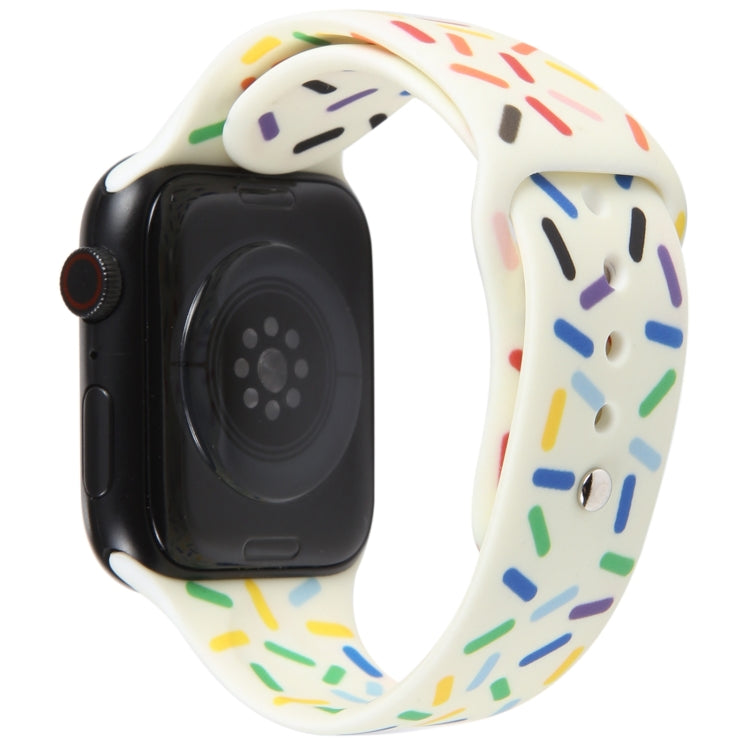 Rainbow Raindrops Silicone Watch Band For Apple Watch 8 45mm(Beige) - Watch Bands by PMC TechLife | Online Shopping South Africa | PMC TechLife
