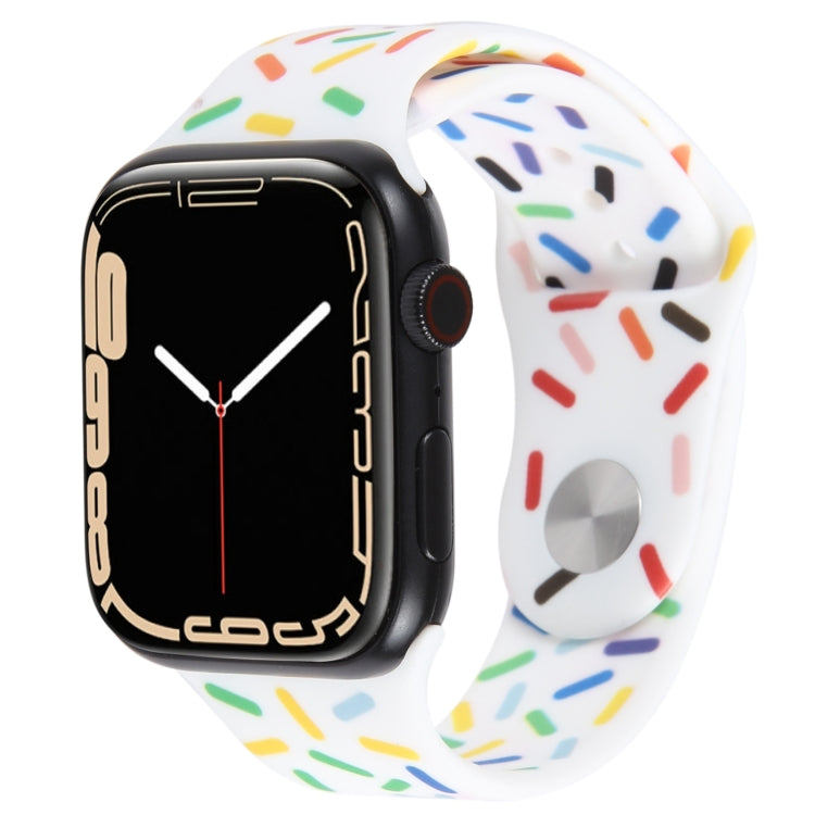 Rainbow Raindrops Silicone Watch Band For Apple Watch SE 2022 40mm(White) - Watch Bands by PMC TechLife | Online Shopping South Africa | PMC TechLife