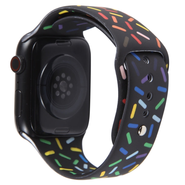 Rainbow Raindrops Silicone Watch Band For Apple Watch SE 2022 40mm(Black) - Watch Bands by PMC TechLife | Online Shopping South Africa | PMC TechLife