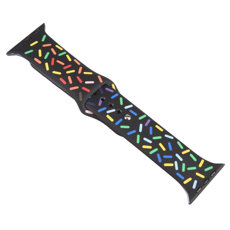 Rainbow Raindrops Silicone Watch Band For Apple Watch SE 44mm(Black) - Watch Bands by PMC TechLife | Online Shopping South Africa | PMC TechLife