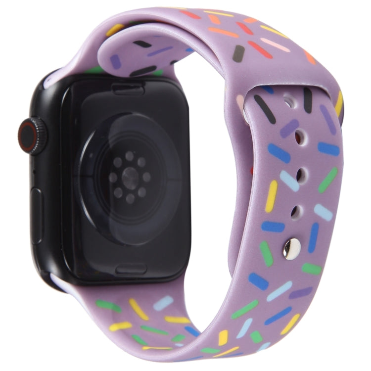 Rainbow Raindrops Silicone Watch Band For Apple Watch 6 44mm(Light Purple) - Watch Bands by PMC TechLife | Online Shopping South Africa | PMC TechLife