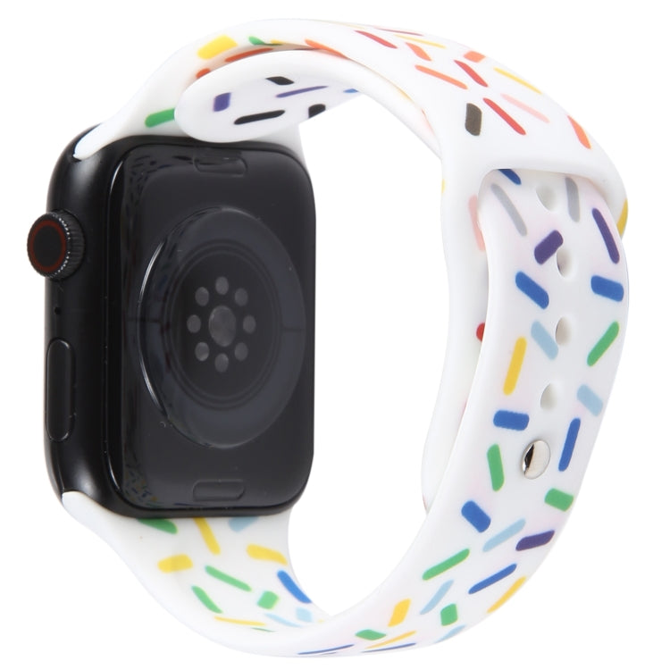 Rainbow Raindrops Silicone Watch Band For Apple Watch 5 44mm(White) - Watch Bands by PMC Jewellery | Online Shopping South Africa | PMC Jewellery