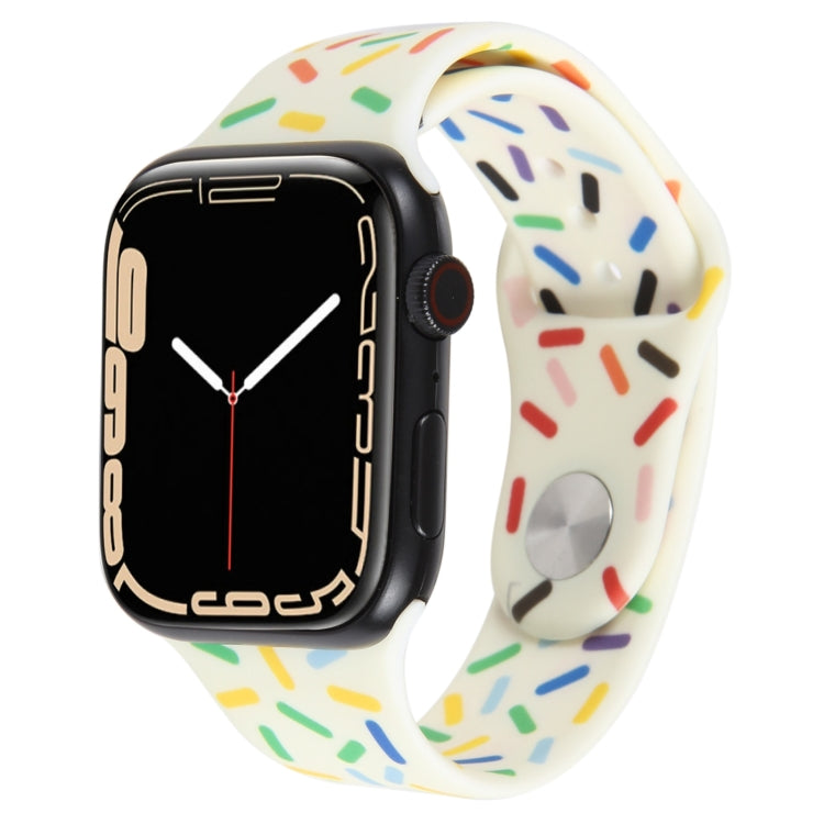 Rainbow Raindrops Silicone Watch Band For Apple Watch 4 40mm(Beige) - Watch Bands by PMC TechLife | Online Shopping South Africa | PMC TechLife