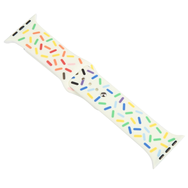 Rainbow Raindrops Silicone Watch Band For Apple Watch 4 40mm(Beige) - Watch Bands by PMC TechLife | Online Shopping South Africa | PMC TechLife