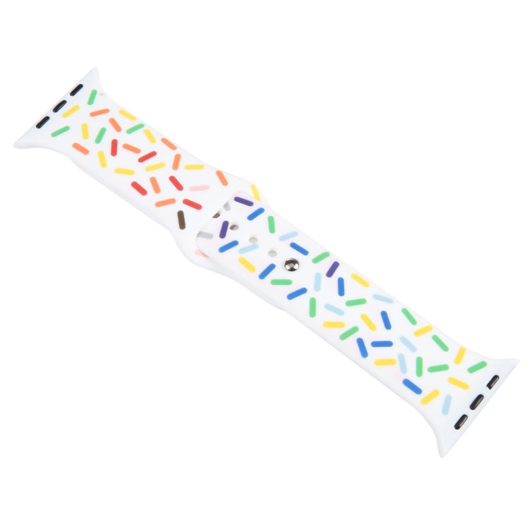 Rainbow Raindrops Silicone Watch Band For Apple Watch 3 42mm(White) - Watch Bands by PMC Jewellery | Online Shopping South Africa | PMC Jewellery