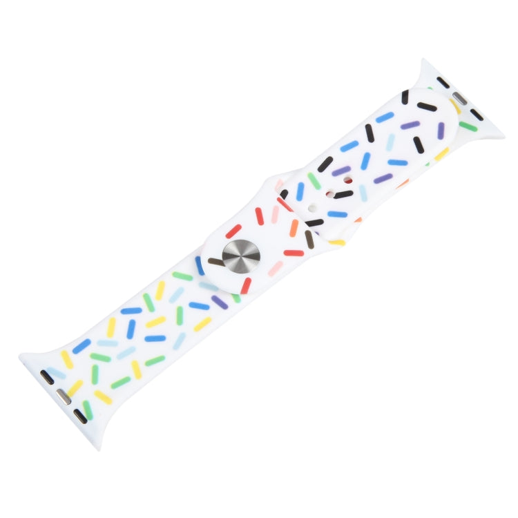 Rainbow Raindrops Silicone Watch Band For Apple Watch 2 38mm(White) - Watch Bands by PMC TechLife | Online Shopping South Africa | PMC TechLife