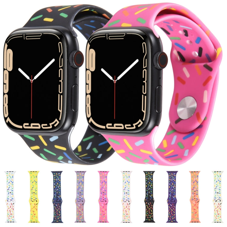 Rainbow Raindrops Silicone Watch Band For Apple Watch 38mm(Rose Red) - Watch Bands by PMC TechLife | Online Shopping South Africa | PMC TechLife