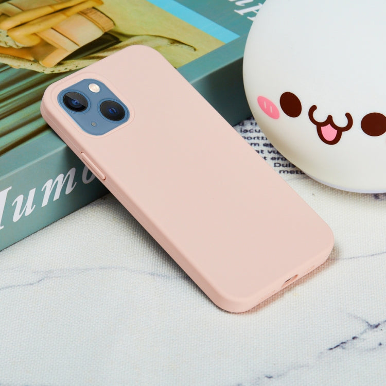 For iPhone 15 Solid Color Silicone Phone Case(Sand Pink) - iPhone 15 Cases by PMC Jewellery | Online Shopping South Africa | PMC Jewellery