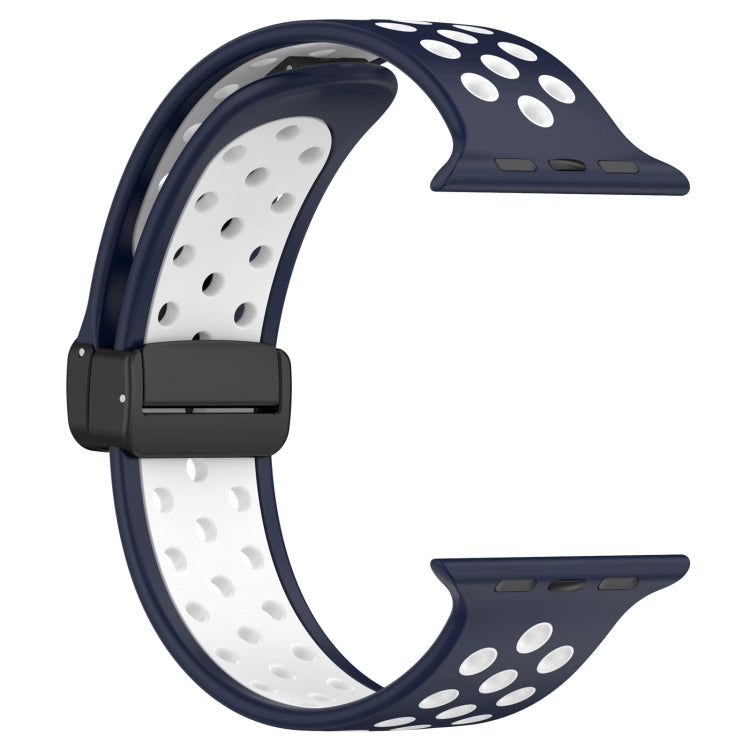 For Apple Watch 38mm Magnetic Buckle Silicone Watch Band(Navy White) - Watch Bands by PMC TechLife | Online Shopping South Africa | PMC TechLife