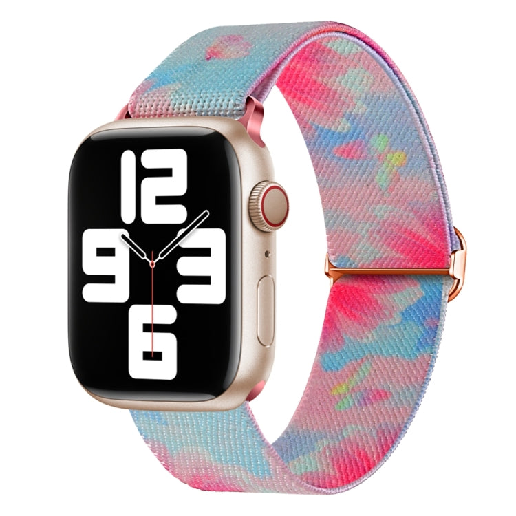 For Apple Watch 7 45mm Painted Pattern Nylon Replacement Watch Band(Flower Butterfly) - Watch Bands by PMC Jewellery | Online Shopping South Africa | PMC Jewellery