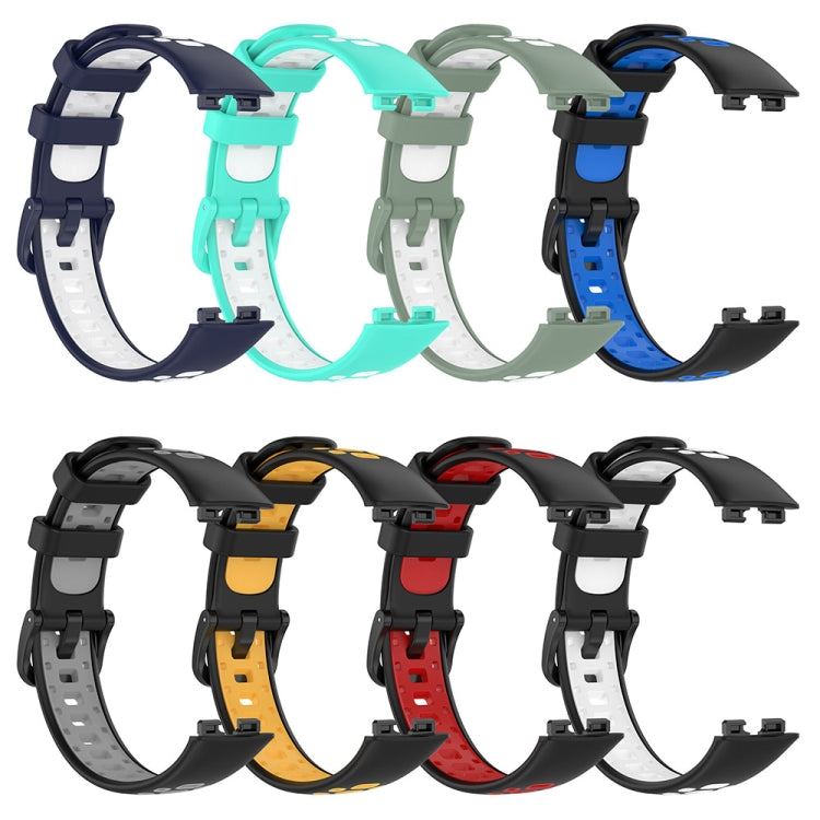 For Huawei Band 8 Two Color Silicone Replacement Watch Band(Black Blue) - Watch Bands by PMC TechLife | Online Shopping South Africa | PMC TechLife