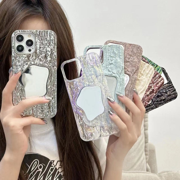 For iPhone 14 Pro Embossed Rock Texture Mirror TPU Phone Case(Space Silver) - iPhone 14 Pro Cases by PMC Jewellery | Online Shopping South Africa | PMC Jewellery