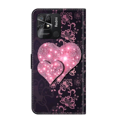 For Xiaomi Redmi 10C Crystal 3D Shockproof Protective Leather Phone Case(Lace Love) - Xiaomi Cases by PMC Jewellery | Online Shopping South Africa | PMC Jewellery