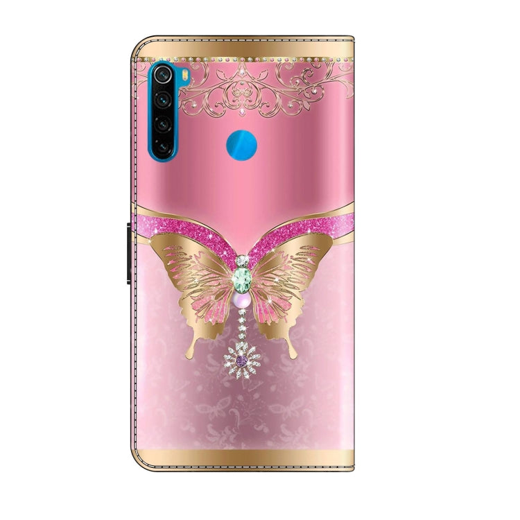 For Xiaomi Redmi Note 8T Crystal 3D Shockproof Protective Leather Phone Case(Pink Bottom Butterfly) - Xiaomi Cases by PMC Jewellery | Online Shopping South Africa | PMC Jewellery