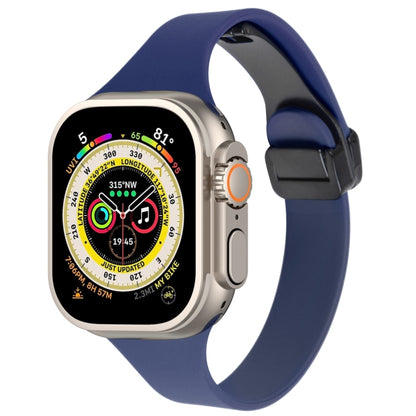 For Apple Watch Ultra 49mm Magnetic Buckle Slim Silicone Watch Band(Midnight Blue) - Watch Bands by PMC Jewellery | Online Shopping South Africa | PMC Jewellery