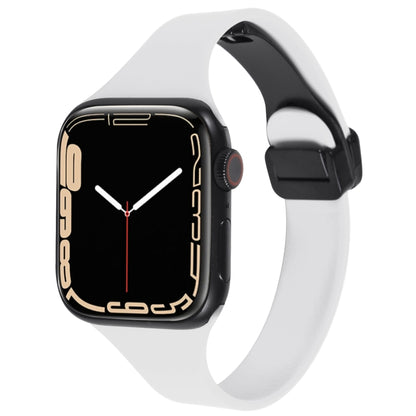 For Apple Watch 8 41mm Magnetic Buckle Slim Silicone Watch Band(White) - Watch Bands by PMC Jewellery | Online Shopping South Africa | PMC Jewellery