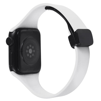 For Apple Watch 8 41mm Magnetic Buckle Slim Silicone Watch Band(White) - Watch Bands by PMC Jewellery | Online Shopping South Africa | PMC Jewellery