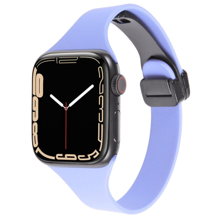 For Apple Watch 8 41mm Magnetic Buckle Slim Silicone Watch Band(Light Purple) - Watch Bands by PMC Jewellery | Online Shopping South Africa | PMC Jewellery