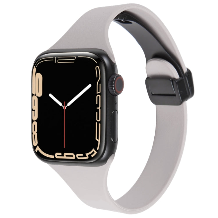 For Apple Watch 8 41mm Magnetic Buckle Slim Silicone Watch Band(Rock Grey) - Watch Bands by PMC Jewellery | Online Shopping South Africa | PMC Jewellery