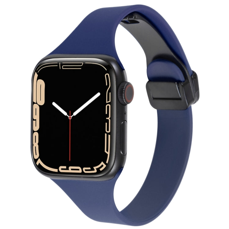 For Apple Watch SE 2022 44mm Magnetic Buckle Slim Silicone Watch Band(Midnight Blue) - Watch Bands by PMC Jewellery | Online Shopping South Africa | PMC Jewellery