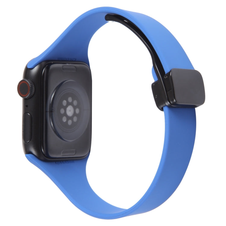 For Apple Watch SE 2022 44mm Magnetic Buckle Slim Silicone Watch Band(Royal Blue) - Watch Bands by PMC Jewellery | Online Shopping South Africa | PMC Jewellery