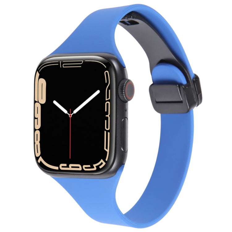 For Apple Watch 7 45mm Magnetic Buckle Slim Silicone Watch Band(Royal Blue) - Watch Bands by PMC Jewellery | Online Shopping South Africa | PMC Jewellery