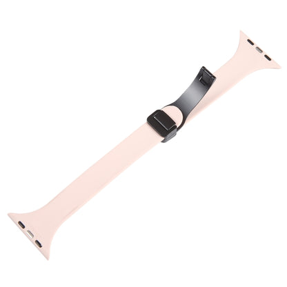 For Apple Watch 7 45mm Magnetic Buckle Slim Silicone Watch Band(Pink) - Watch Bands by PMC Jewellery | Online Shopping South Africa | PMC Jewellery