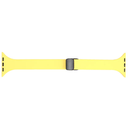 For Apple Watch 6 44mm Magnetic Buckle Slim Silicone Watch Band(Light Yellow) - Watch Bands by PMC Jewellery | Online Shopping South Africa | PMC Jewellery