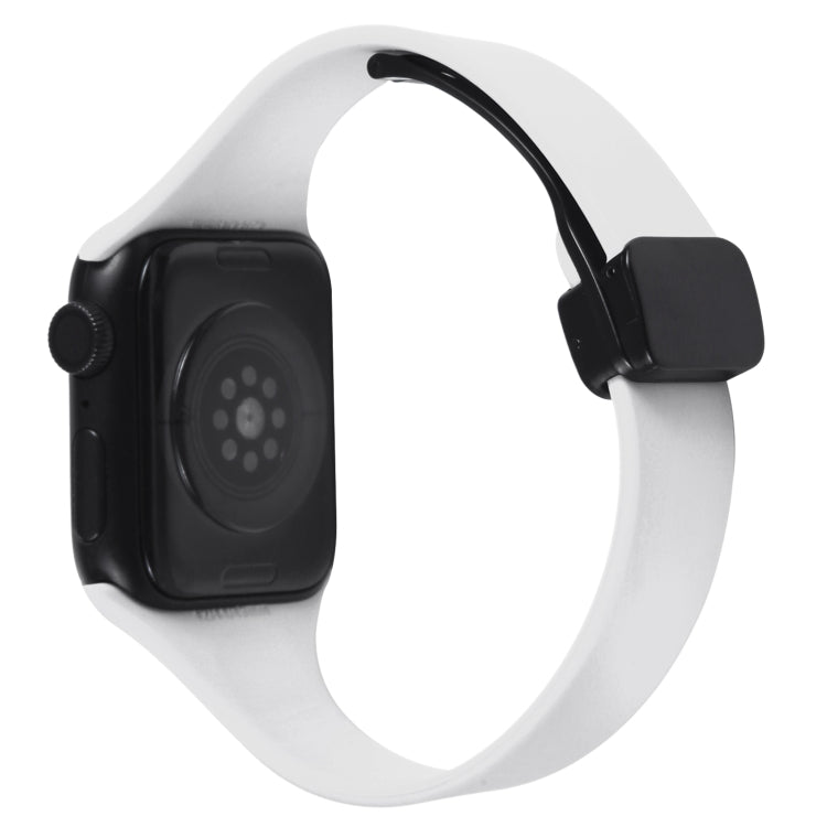 For Apple Watch 6 44mm Magnetic Buckle Slim Silicone Watch Band(White) - Watch Bands by PMC Jewellery | Online Shopping South Africa | PMC Jewellery