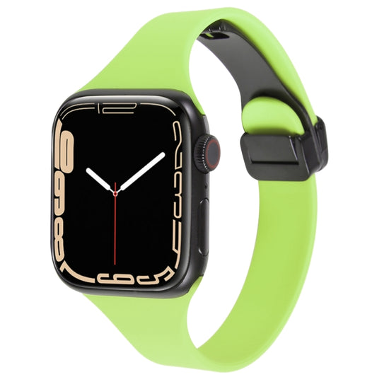 For Apple Watch 5 44mm Magnetic Buckle Slim Silicone Watch Band(Green) - Watch Bands by PMC Jewellery | Online Shopping South Africa | PMC Jewellery