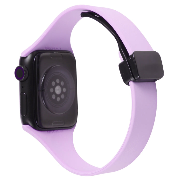 For Apple Watch 5 44mm Magnetic Buckle Slim Silicone Watch Band(Lavender) - Watch Bands by PMC Jewellery | Online Shopping South Africa | PMC Jewellery